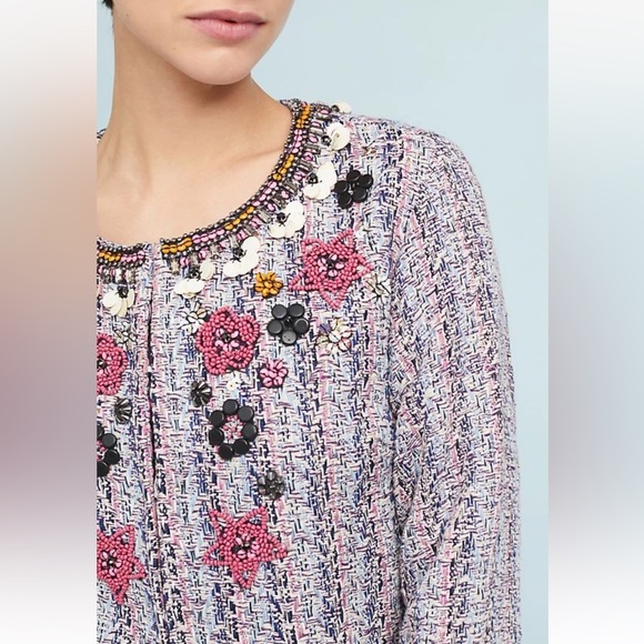 Anthropologie Embellished Tweed Blazer Floral
Beaded Jacket Boho chic - Picture 6 of 10